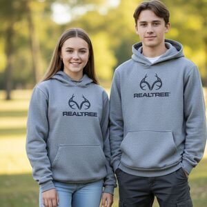 Realtree Unisex Kids Antler Logo Pullover Hoodie Jacket Size 2XL Grey Black